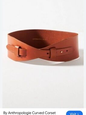 Anthropologie Curved Leather Corset Belt - Tan Brown